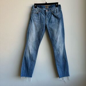 Mother Denim The Looker Ankle Fray Tickle Fights Light Solid Wash Size 26